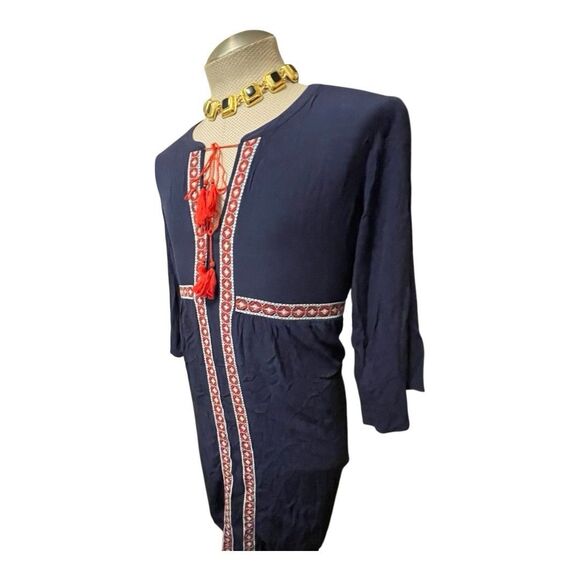 Old Navy Matching Embroidered Mini Swing Dress Women’s Large Aztec Boho Peasant - Picture 4 of 13